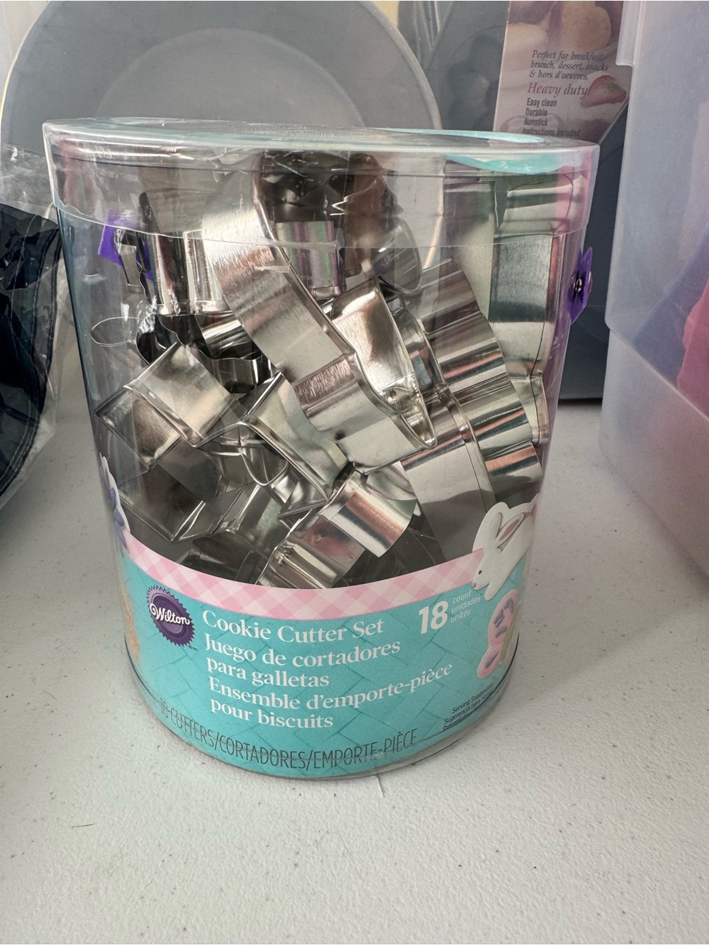 Wilton Silver Stainless Steel Cookie Cutter Set with Teal Label